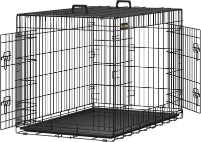 Produktbild von Tiertransportbox - Faltbare Hundebox/Katzenbox - Zwei Türen - Doppelte Verriegelung - Schwarz
