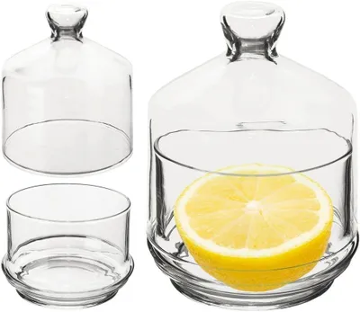 Zitronenbehälter aus Glas mit Deckel, 9x12 cm