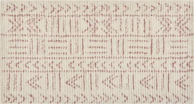 Produktbild von BELIANI Teppich Beige und Rosa Baumwolle Rechteckig 80 x 150 cm Geometrisches Muster Handgetuftet Boho Kurzhaar Fußbodenheizung Geeignet Läufer