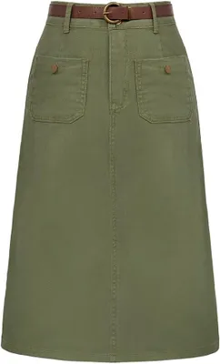 Productafbeelding van Blauwe jeansrok met potloevorm, voorzien van een riem en een split