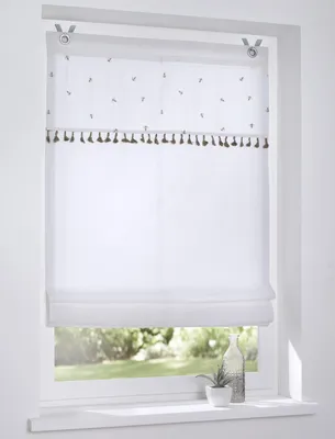 Vouwgordijn ohne Bohren, weiß, Bienenstickerei, 45x140 cm