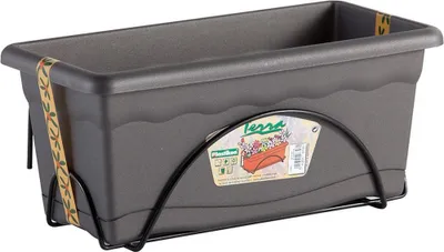 Image de Jardinière Anthracite Plastiken Design Moderne Avec Support Intégré - Plastiken