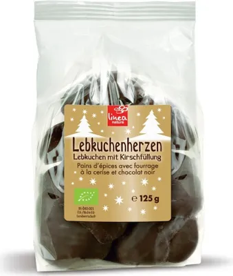 Produktbild von Linea Natura Bio Lebkuchenherzen Zartbitter Kirschfüllung 125 g