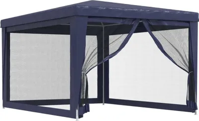 Produktbild von Partyzelt mit 4 Mesh-Seitenwänden Blau 3x4 m HDPE