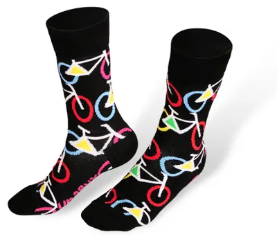 Produktbild von UnaBux Uni Socken 36-40 Fahrrad Schwarz – Bunte Motivsocken für Fahrradfans