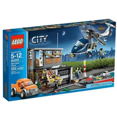 Produktbild von LEGO 60009 Polizei-Hubschrauber & Räuberversteck  LEGO Anzahl Minifiguren: 5, Thema: LEGO City, Gewicht: 0.84 KG, Anzahl Anleitungen: 3, Verpackungsmaße (lxbxh): 48 x 28 x 6 cm, Anzahl Teile: 330, Altersberatung: 5+, Veröffentlicht in: 2013, Zahl: 60009-1, EAN: 5702014974173