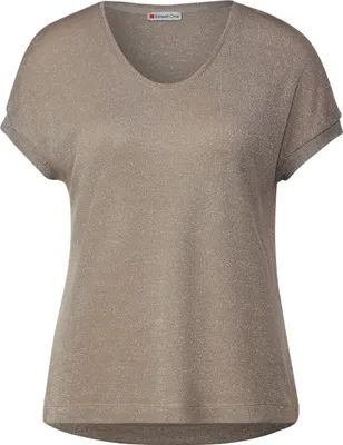 Produktbild von Street One LTD QR v-neck shiny shirt safari beige 40