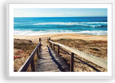 Produktbild von Gerahmtes Poster - Weißer Rahmen - Meer Strand Eintritt - 70x50 cm - Wand Bild - Wanddeko - Wandbilder - Kunstposter - Wandposter - Bilderrahmen - Bilder - Kunstdruck - Wandbild - P2WAA70x50-4359