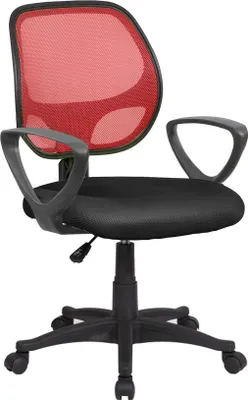 Produktbild von Bürostuhl Ddjidj, Mesh-Arbeitsstuhl mit Armlehnen, Ergonomischer Bürositz, 56x57h88/100 cm, Schwarz und Rot