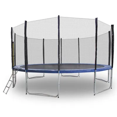 Produktbild von Trampolin-King 490cm Trampolin mit Sicherheitsnetz, Randabdeckung, Leiter, Blau, MS-16533