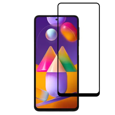 Produktbild von Displayschutzfolie passend für Samsung  Galaxy M31s - Full Cover Tempered Glass mit rundem Rand - Tempered Glass mit  abgerundeten Ecken