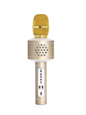 Obrázok produktu pre Karaoke Bluetooth zlatý mikrofón na batérie s USB