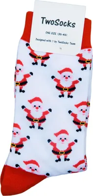 Produktbild von TwoSocks Weihnachtssocken Weihnachtsmann lustige Socken für Damen & Herren witzige Strümpfe als Geschenk Baumwolle, Einheitsgröße