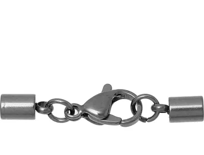 Produktbild von 1 Set Edelstahl Endkappen f. 4mm, m. Karabiner