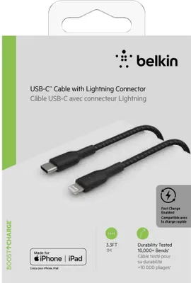 Immagine prodotto di Belkin BOOST CHARGE - Cavo Lightning - Da USB-C (M) a Lightning (M) - 1 m - Nero - Alimentazione USB (18 W)