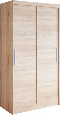 Produktbild von Easy4You K1 100 cm Sonoma Schiebetüren Kleiderschrank 100x200x58 cm Schlafzimmermöbel, Aufbewahrung - Mehrzweckschrank - Farbe: Sonoma