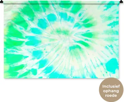 Produktbild von MuchoWow® Wandteppich Wandbehang Krawattenfärbung - Grün - Farbe 150x100 cm Tapisserie Dekoration Wandtuch - Waschbar - Tapisserien - Wand-Decke