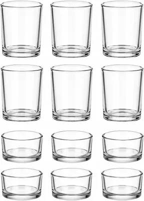 Image de 24 verres pour bougies chauffe-plat, supports transparents pour bougies, 2 modèles de pots à bougies