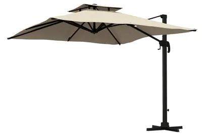 Productafbeelding van Outsunny zonnescherm, ongeveer 3 x 3 meter, 360 graden draaibaar, pergola zonnescherm voor balkon, aluminium