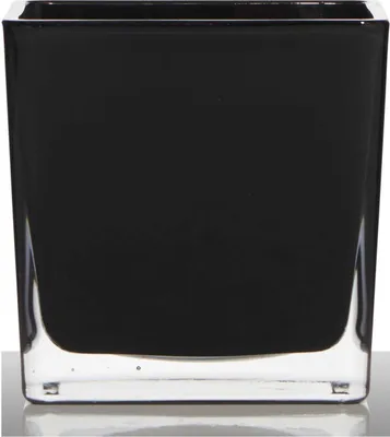 Produktbild von 72er Set Teelichthalter, Dekoglas WÜRFEL CUBE BLACK H. 8cm 8x8cm schwarz Hakbijl