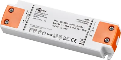 Zdjęcie produktu dla goobay transformator LED 24 V DC/30 W biały/pomarańczowy (opakowanie 1 szt.)