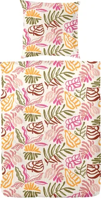 Produktbild von Primera Soft-Seersucker Bettwäsche 135x200 Blätter Farne bunt 213063-045