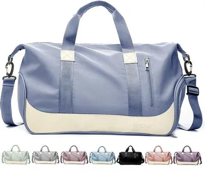Image de Sac de voyage et de sport, gris-bleu, léger, avec compartiment à chaussures et poche imperméable