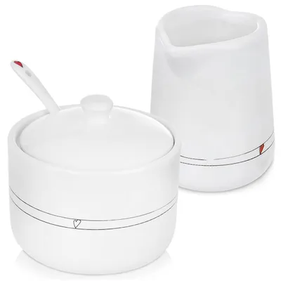 Produktbild von Orion | Zuckerdose mit Löffel 300 ml - Milchkännchen 120 ml - aus Keramik - Spülmaschinenfest