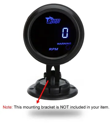 Produktbild von Digitaler Drehzahlmesser, Drehzahlmesser für Auto, 52 mm, 2 Zoll, LCD, 0–9999 U/min, Warnleuchte, Schwarz