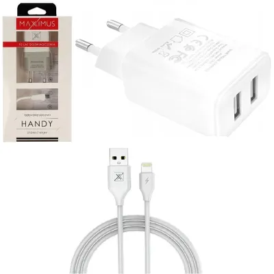 Immagine prodotto di Caricatore da rete Maxximus 2.1A con cavo Lightning KP32814