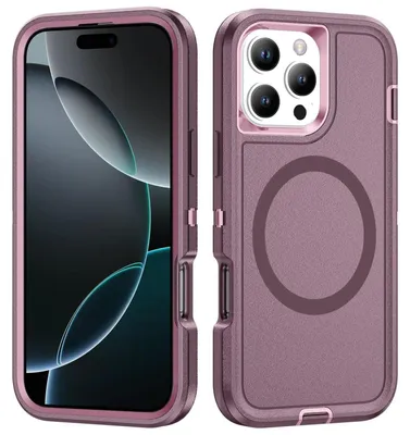 Produktbild von Mobigear Rugged Mag iPhone 16 Pro Max MagSafe Hülle, Hartschalenhülle, Rückseite, stoßfest - Lila