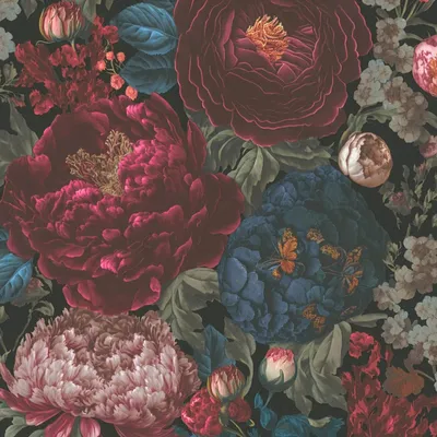 Immagine prodotto di Profhome 399791-GU Carta da parati floreale nero blu rosso vino verde oliva 5,33 m2