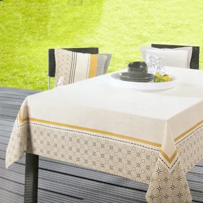 Produktbild von 140 x 200 cm Tischdecke Baumwolle abwaschbar Rechteckig Outdoor Indoor Gestreift