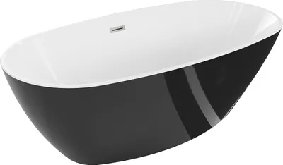 Produktbild von Mexen Eris Badewanne freistehend 170 x 80 cm, weiß/schwarz, Überlauf gebürstetes Nickel - 53441708075-97