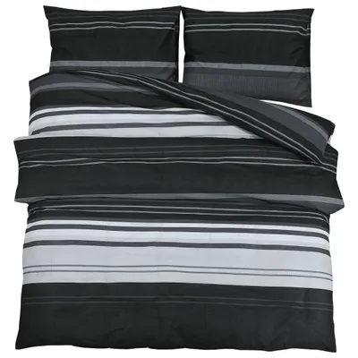 Image de vidaXL Ensemble de literie noir et blanc 240x220 cm coton