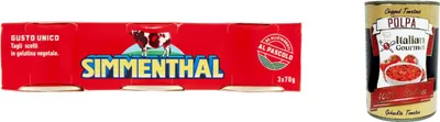 Produktbild von 6x SIMMENTHAL carne in scatola, Rindfleisch in Aspik 3x 70g 100% Italienisch Fleisch Aspikfleisch + Italian Gourmet polpa 400g
