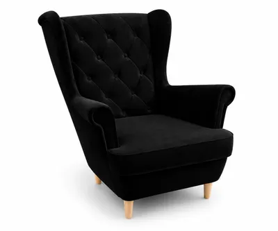 Produktbild von Skandinavischer Ohrensessel – Moderner Relaxsessel mit hoher Rückenlehne – Schwarz - Gepolsterter Loungesessel für Wohnzimmer – Elegantes Design