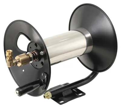 Image de Enrouleur de tuyau pour nettoyeur haute pression - Enroulement manuel - Tuyau haute pression de 1 cm x 30 m - 275 bars / 4000 PSI - Avec tuyau de raccordement