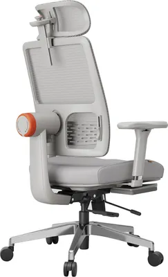 Produktbild von (Grau)Ergonomischer Stuhl mit Fußstütze Höhenverstellbarer Schreibtischstuhl Drehstuhl mit hoher Rückenlehne ultraadaptiver Lendenwirbelstütze und automatisch folgender Kopfstütze 4D-Armlehne verstellbare für Schlafzimmer Büro Arbeitszimmer