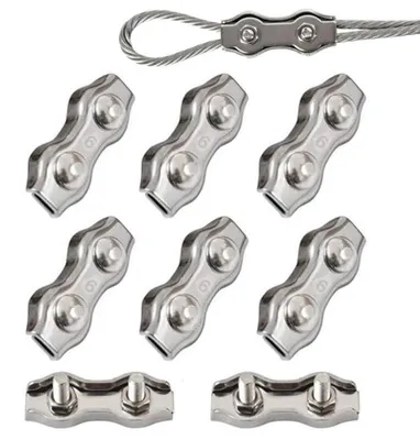 6 Stück Duplex-Kabelklemmen M6 Edelstahl für 6 mm Seil