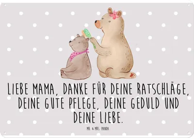 Produktbild von Mr. & Mrs. Panda tafel Bär Kind DIN A4 - Grau Pastell - Geschenk, Wandbild, Schild, Blechschild, Bären, Muttertag, Mutter, Türschild, wandtafel, Mama