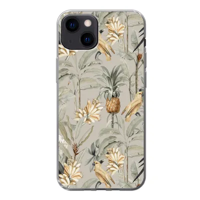 Produktbild von MuchoWow® Handyhülle Schutzhülle Hülle für iPhone 13 Blume - Ananas - Vogel Silikon Softcase Handy Hülle - Karteninhaber