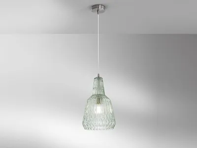 Produktbild von LED Hängelampe einflammig mit Lampenschirm Kristallglas Grün, Aufhängung Silber