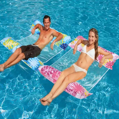 Immagine prodotto di Materassino gonfiabile 4-in-1: materassino gonfiabile per piscina, amaca galleggiante, giocattolo acquatico, materassino gonfiabile per adulti/bambini, realizzato in PVC di alta qualità, ideale come materassino da piscina