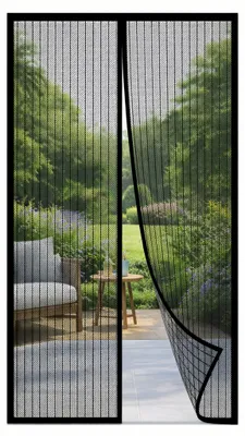 Produktbild von HSXL Fliegengitter PRO Schwarz - 91 x 210 cm - Luxus Türgitter - Türgitter - Selbstklebend - 2-lagiges Lamellengitter