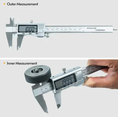 Produktbild von Elektronischer Digitaler Messschieber Edelstahl Messwerkzeug 150mm Metrisch für Innen Außen Tiefe Länge Höhe und Dicke Messungen
