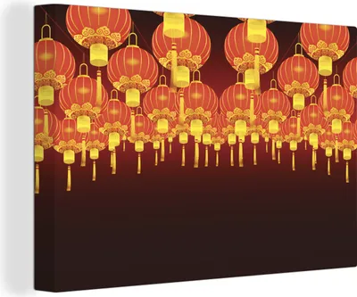 Produktbild von OneMillionCanvasses® - Leinwandbilder - 140x90 cm, Eine Illustration der chinesischen Laternen zum chinesischen Neujahrsfest, Wandbilder Kunstdruck Wanddekoration - Foto auf