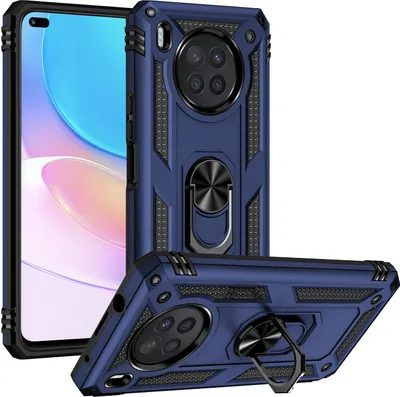 Produktbild von Honor 50 Lite Hülle, Dual Layer Robust Militäre Schutzhülle mit Ringhalterung Ständer für Honor 50 Lite Blau