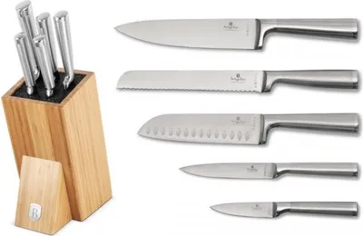 Image de Coffret de Couteaux Berlinger Haus BH-2805 avec Bloc en Bambou Noir/Argent