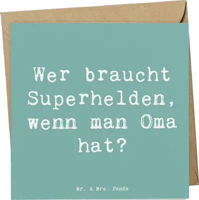 Produktbild von Mr. & Mrs. Panda Grußkarte Spruch Oma Heldin - Meeresbrise - Geschenk, Großmutter, Erinnerungen, Geborgenheit, Omi, Glückwunschkarte, Jubiläen, Verwandte, Klappkarte